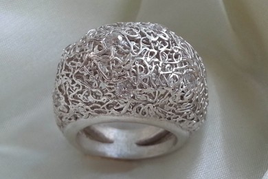 Ring silver clay, stone cz